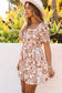 White Floral Print Bow Knot Backless Square Neck Mini Dress