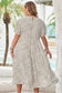 Beige Plus Size Leopard Print Frill Trim Short Sleeve Flared Dress