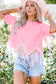 Pink Fringed Sequin Crop T-shirt