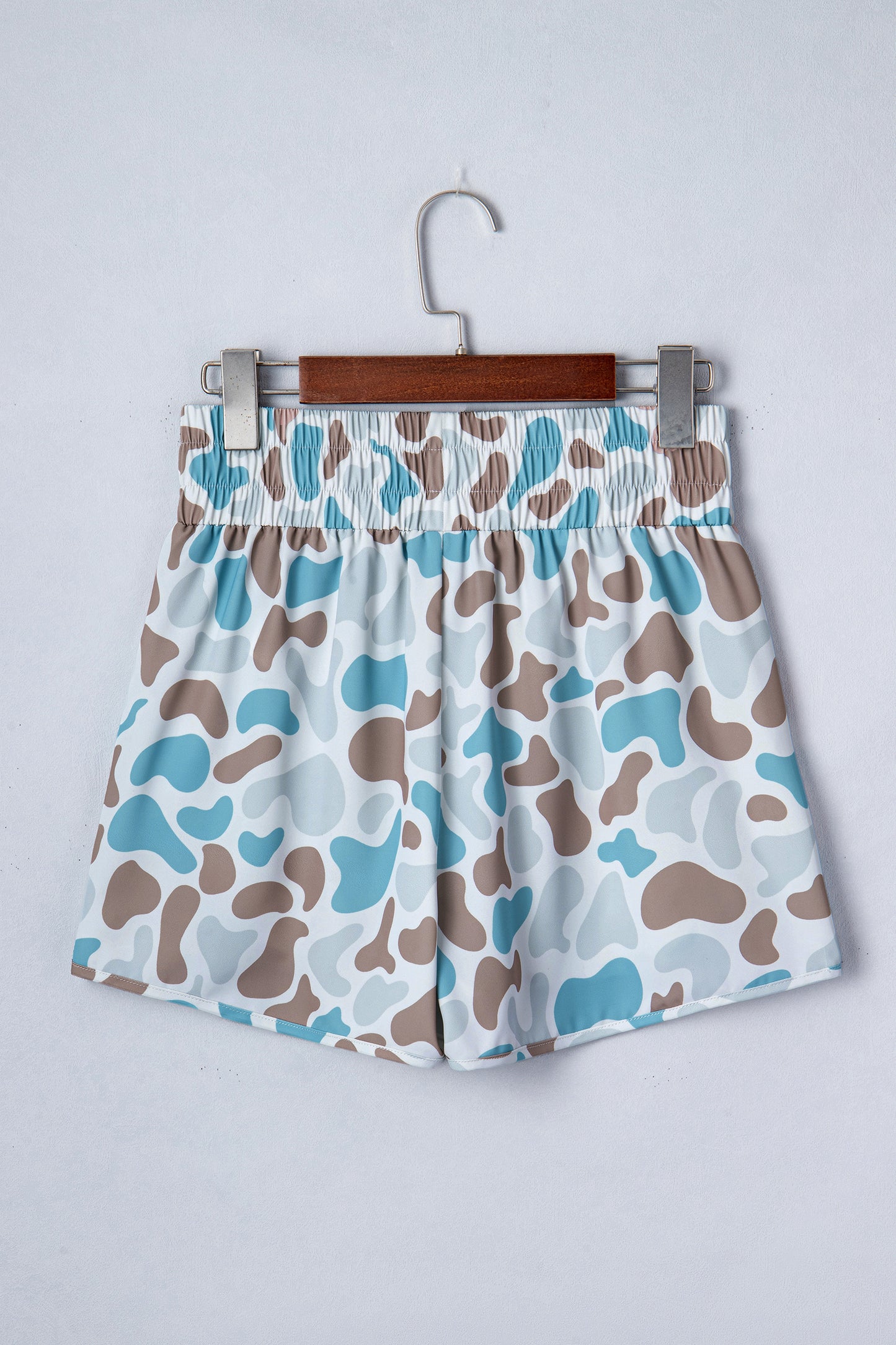 Multicolour Camouflage Print Shirred High Waist Athleisure Shorts
