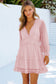 Pink Layered Ruffled Open Back Puff Sleeve Swiss Dot Mini Dress