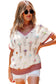 Delicacy Embroidered Flowers Colorblock Edge Hollowed Sweater