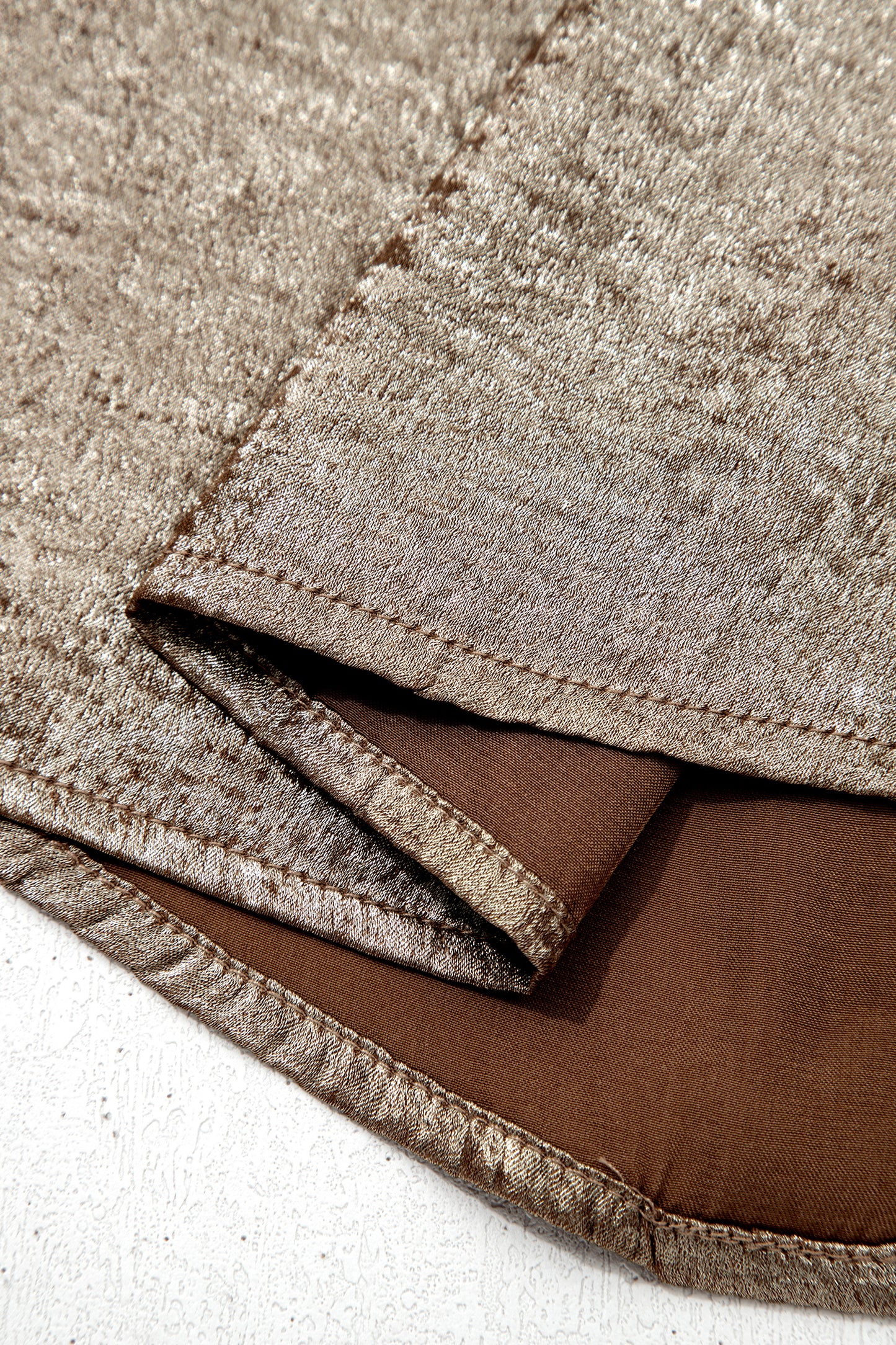 Gold Metallic Round Neck Ruffle Trim Sleeveless Top