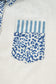 Sky Blue Leopard Striped Patchwork Casual Plus Shirt