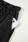 Black Mineral Wash Exposed Seam Drawstring High Waist Wide Leg Cargo Pants