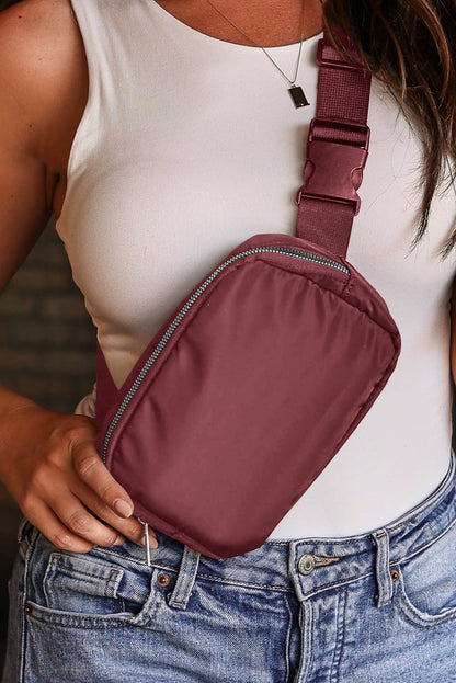 Red Waterproof Zipped Crossbody Chest Bag