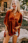 Chestnut 3/4 Sleeve Tunic Babydoll Velvet Shirt