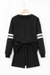 Orange Varsity Striped Sleeve Drop Shoulder Sweatshirt and Short Set