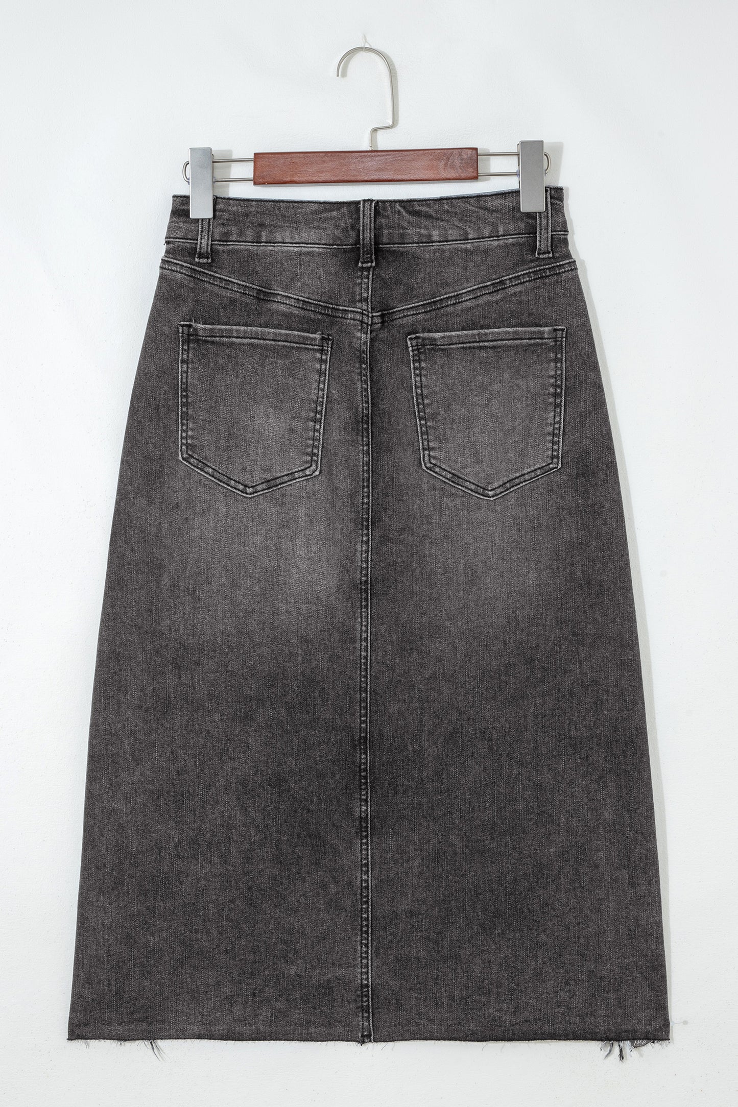 Sail Blue Dearlove Irregular Distressed Bottom Denim Midi Skirt