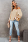 Apricot Sequin Sleeve Open Back Waffle Knit Top