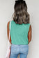 Sea Green Mineral Wash Patched Chest Pocket Casual Tank Top