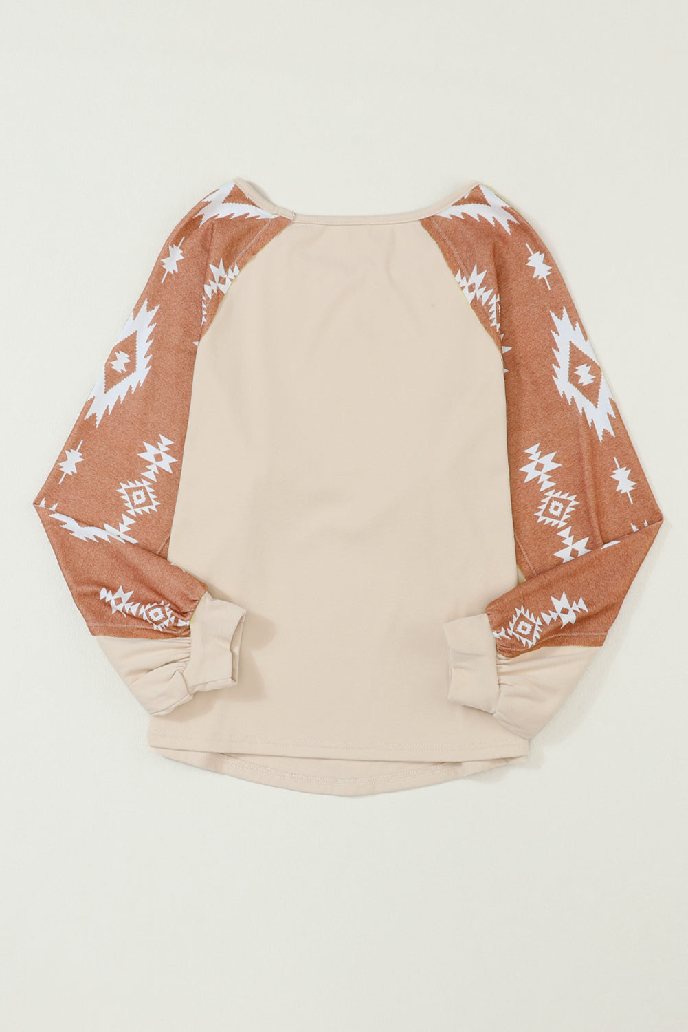 Apricot Western Print Long Sleeve Top