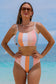 Orange Vertical Striped High Waist Bikini Swimsuit