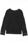 Black Ribbed Texture Lace Trim V Neck Long Sleeve Top