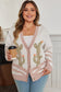 Apricot Western Desert Cactus Print Plus Size Button Cardigan Sweater