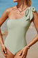 Laurel Green Knotted One Shoulder One-piece Swimsuit