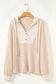 Oatmeal Waffle Patchwork Drop Shoulder Hooded Long Sleeve Top