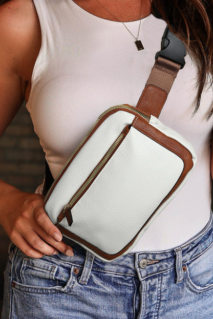 White Adjustable Mini PU Leather Crossbody Bag