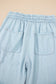 Beau Blue Light Wash Contrast Trim Center Seam Drawstring High Waist Wide Leg Denim Pants