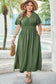 Four Leaf Clover Surplice Neckline Shirred High Waist Plus Size Maxi Dress