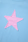 Aruba Blue Frayed Denim Star Patched Oversize T Shirt