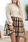 Black Plaid Patchwork High Waist Sweatshirt Mini Dress