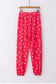 Fiery Red Heart Print Pants Set