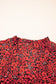 Black Rose Floral Print Ruffle Sleeve Plus Size Shift Top