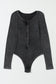 Black Mineral Wash Ribbed Snap Buttons Long Sleeve Bodysuit