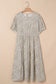 Beige Plus Size Leopard Print Frill Trim Short Sleeve Flared Dress