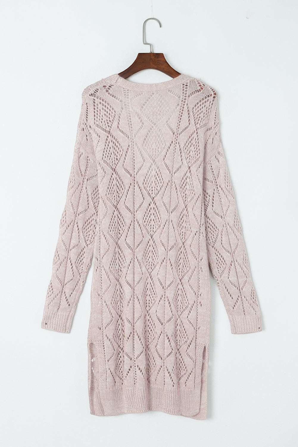 Hollow-out Openwork Khaki Knit Cardigan