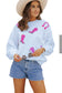 White Sequin Western Cowgirl Boots Graphic Sweatshirt