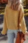 Light French Beige Lantern Sleeve Scallop V Neck Buttoned Front Cardigan