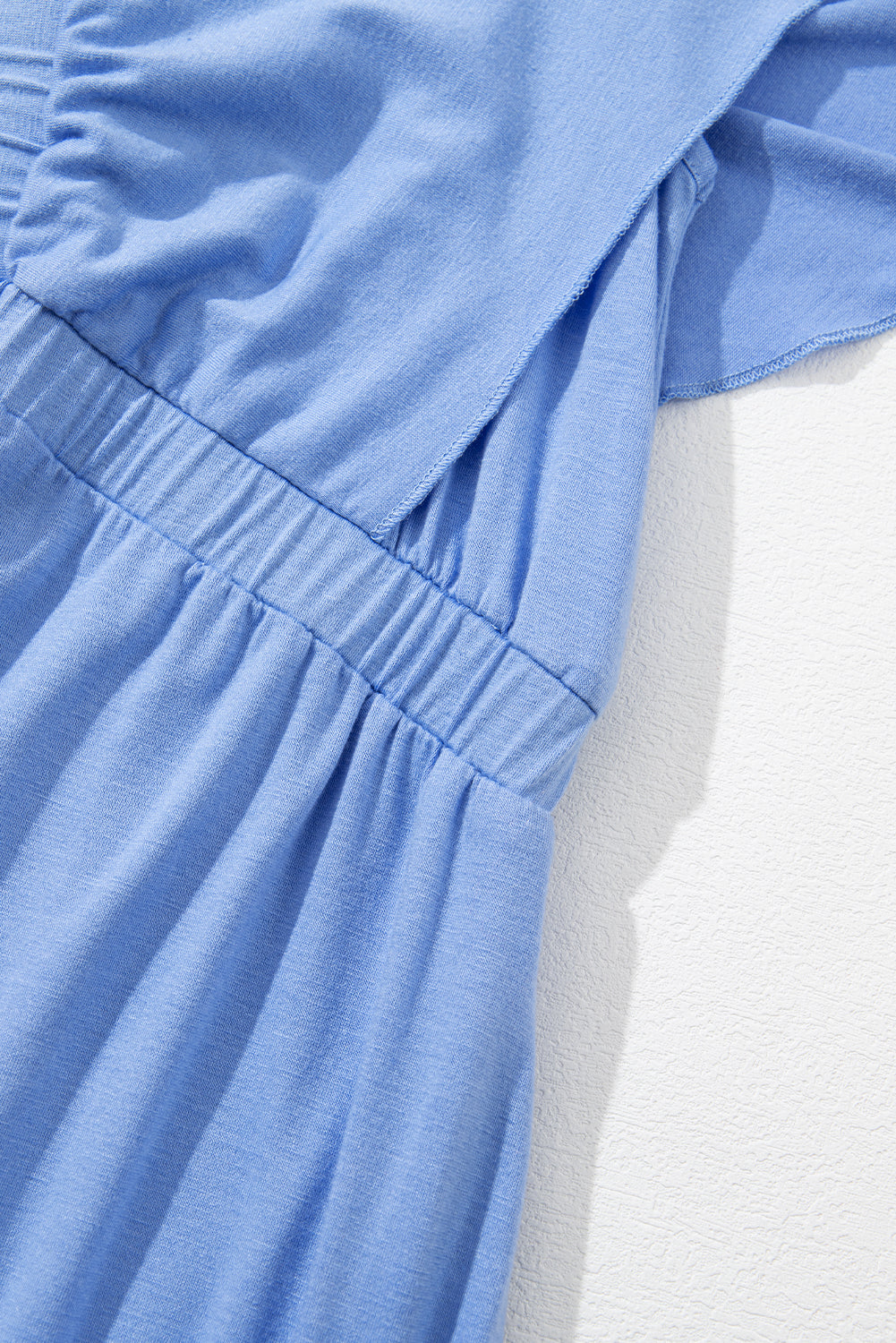 Textured V Neck Flutter Sleeve Ruffled Maxi Dress