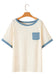 Beige Raw Seam Contrast Color Patchwork Plus Size Top