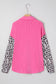 Rose Red Leopard Patched Twisted Ribbed Western Casual Shacket