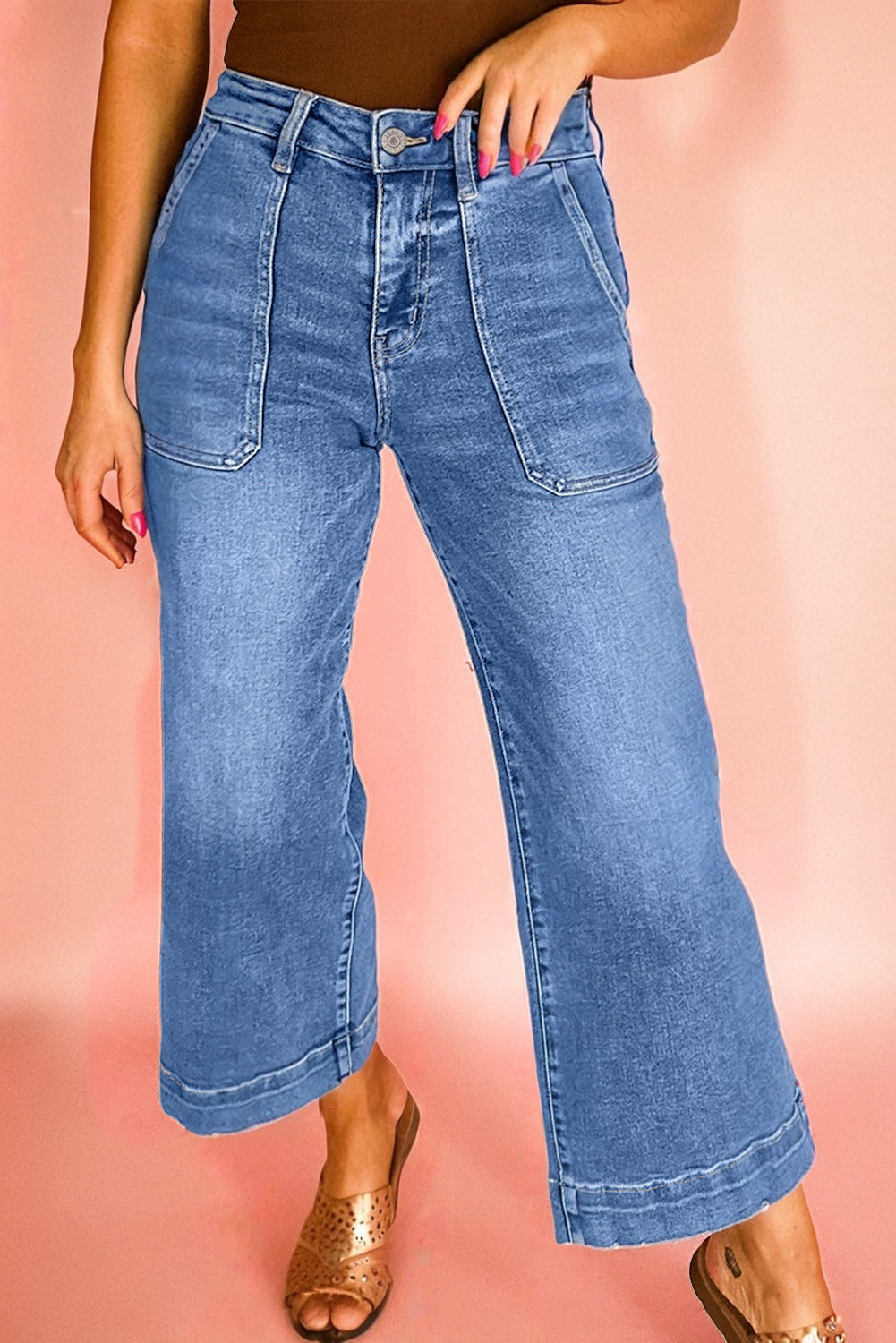 Breen Cropped High Rise Wide Leg Jeans