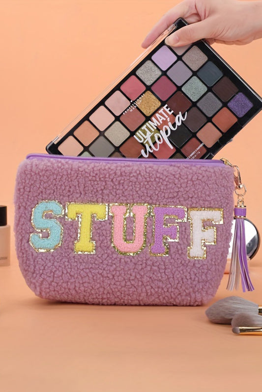 Varsity Letter Tassel Zipper Makeup Bag