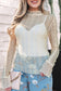 Apricot Flounced Long Sleeve Mock Neck Sheer Lace Top