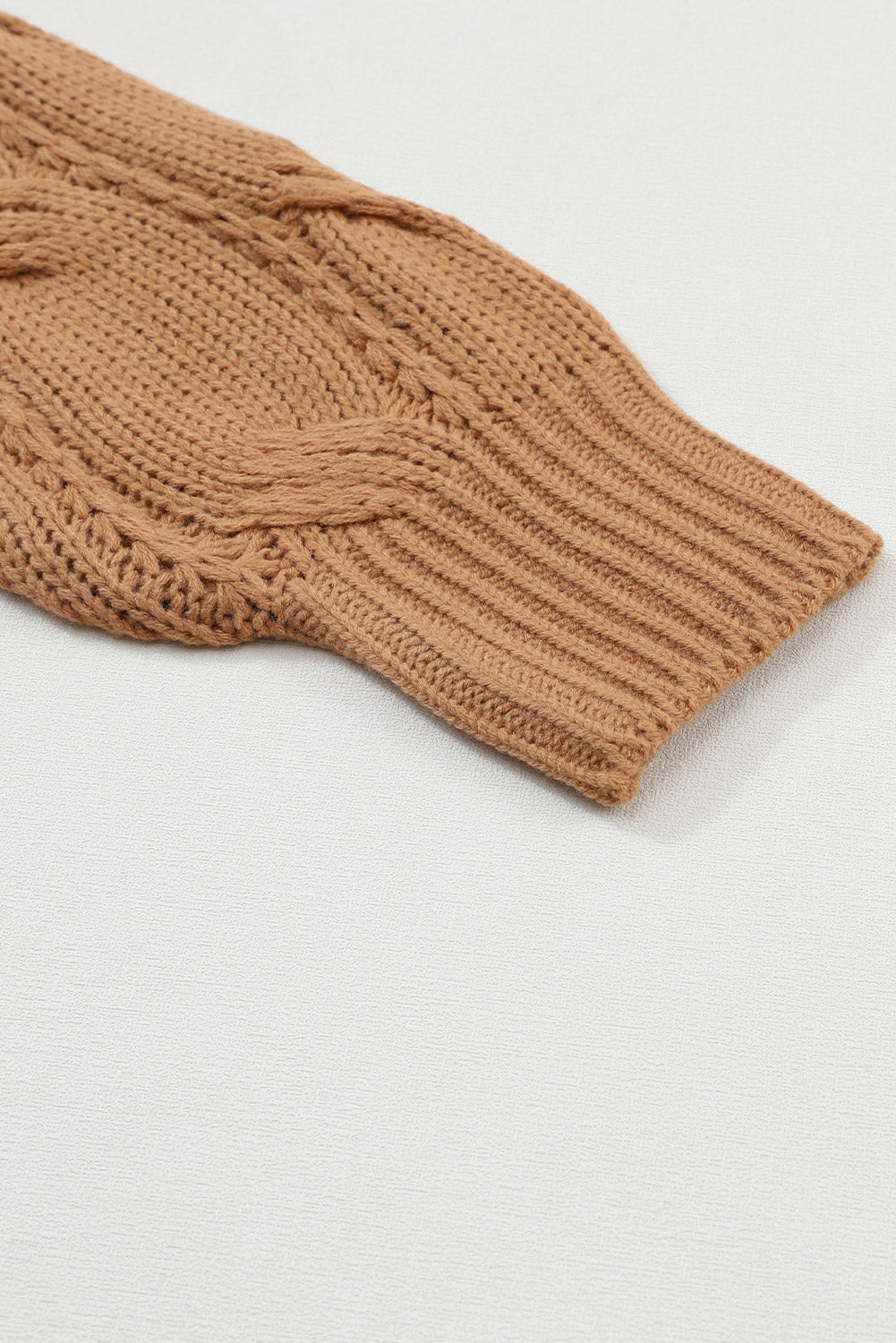 Khaki Ribbed Cable Knit Cardigan