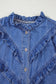 Sky Blue Mineral Wash Cap Sleeve Frilled Button Up Denim Shirt