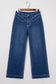 Sail Blue Stitched Waist Detail Loose Cuffed Jeans