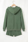 Navy Blue Button Drawstring Hooded Pullover and Casual Short Set