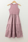 Sepia Rose Ribbed Vest Patchwork Tiered Midi Dress with Pockets