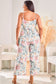 White Plus Size Floral Print Sleeveless Wide Leg Jumpsuit