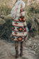 Aztec Print Open Front Long Cardigan