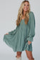 Mist Green Ruffled Bubble Sleeve Flowy Short Dress