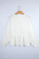 White Solid Color Textured Drop Shoulder Long Sleeve Peplum Top