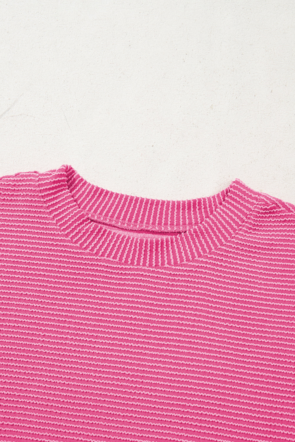 Myosotis Plain Corded Knit Mock Neck T Shirt