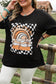 Black Checkerd DESERT DREAMS Printed Ripped Plus Size Tee